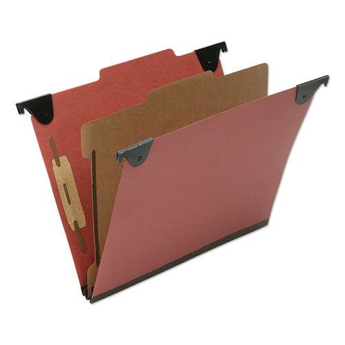 7530016816249 SKILCRAFT Classification Folder, 2" Expansion, 1 Divider, 4 Fasteners, Letter Size, Red Exterior, 10/Box