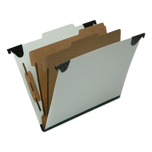 7530016816250 SKILCRAFT Classification Folder, 2" Expansion, 2 Dividers, 6 Fasteners, Letter Size, Light Green, 10/Box