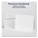 Note Cards with Matching Envelopes, Inkjet, 85 lb, 4.25 x 5.5, Matte White, 60 Cards, 2 Cards/Sheet, 30 Sheets/Pack