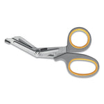 Titanium-Bonded Angled Medical Shears, 7" Long, 3" Cut Length, Gray/Yellow Offset Handle