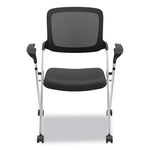 VL314 Mesh Back Nesting Chair, Supports Up to 250 lb, 19" Seat Height, Black Seat, Black Back, Silver Base