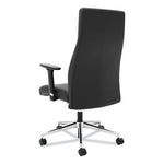 Define Executive High-Back Leather Chair, Supports 250 lb, 17" to 21" Seat Height, Black Seat/Back, Polished Chrome Base