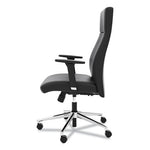 Define Executive High-Back Leather Chair, Supports 250 lb, 17" to 21" Seat Height, Black Seat/Back, Polished Chrome Base