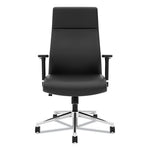 Define Executive High-Back Leather Chair, Supports 250 lb, 17" to 21" Seat Height, Black Seat/Back, Polished Chrome Base