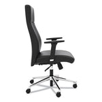 Define Executive High-Back Leather Chair, Supports 250 lb, 17" to 21" Seat Height, Black Seat/Back, Polished Chrome Base