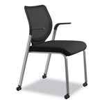 Nucleus Series Multipurpose Stacking Chair with ilira-Stretch M4 Back, Supports Up to 300 lb, Black Seat/Back, Platinum Base