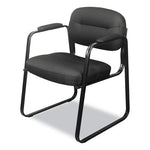 HVL653 SofThread Bonded Leather Guest Chair, 22.25" x 23" x 32", Black Seat, Black Back, Black Base