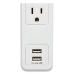 Surge Protector, 4 AC Outlets/2 USB Ports, 3 ft Cord, 600 J, White