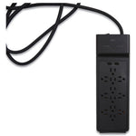 Surge Protector, 12 AC Outlets/2 USB Ports, 8 ft Cord, 3,900 J, Black