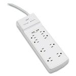 Surge Protector, 8 AC Outlets/2 USB Ports, 6 ft Cord, 2,100 J, White