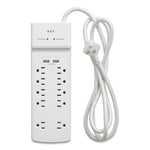 Surge Protector, 10 AC Outlets/2 USB Ports, 6 ft Cord, 3,000 J, White