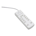 Surge Protector, 10 AC Outlets/2 USB Ports, 6 ft Cord, 3,000 J, White