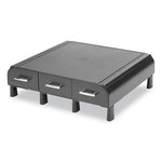 Perch Monitor Stand and Desk Organizer, 13.46" x 12.87" x 2.72", Black/Silver