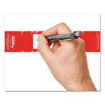 File Pocket Handles, 9.63 x 2, Red/White, 4/Sheet, 12 Sheets/Pack