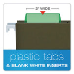 Transparent Colored Tabs For Hanging File Folders, 1/5-Cut, Green, 2" Wide, 25/Pack