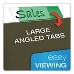 Transparent Colored Tabs For Hanging File Folders, 1/5-Cut, Green, 2" Wide, 25/Pack