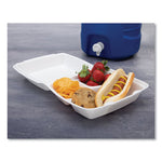 Foam Hinged Lid Containers, 3-Compartment, 8.38 x 7.78 x 3.25, 200/Carton