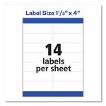 Easy Peel White Address Labels w/ Sure Feed Technology, Laser Printers, 1.33 x 4, White, 14/Sheet, 250 Sheets/Box