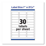 Easy Peel White Address Labels w/ Sure Feed Technology, Inkjet Printers, 1 x 2.63, White, 30/Sheet, 100 Sheets/Box