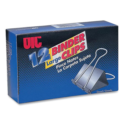 Binder Clips, Large, Black/Nickel, 12/Box