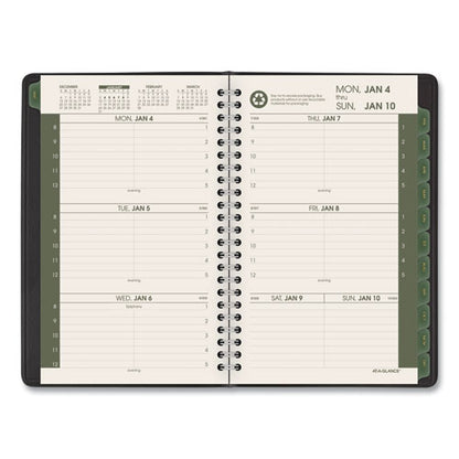 Recycled Weekly Block Format Appointment Book, 8.5 x 5.5, Black Cover, 12-Month (Jan to Dec): 2024