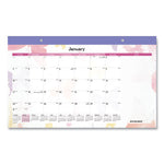 Watercolors Monthly Desk Pad Calendar, Watercolor Artwork, 17.75 x 11, White Sheets, Purple Binding, 12-Month (Jan-Dec): 2024