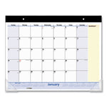 QuickNotes Desk Pad, 22 x 17, White/Blue/Yellow Sheets, Black Binding, Clear Corners, 13-Month (Jan to Jan): 2024 to 2025