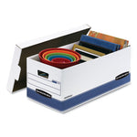 STOR/FILE Medium-Duty Storage Boxes, Letter Files, 12.88" x 25.38" x 10.25", White/Blue, 4/Carton