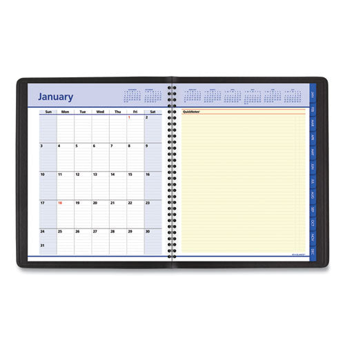 QuickNotes Weekly Block Format Appointment Book, 10 x 8, Black Cover, 12-Month (Jan to Dec): 2024