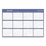 Vertical/Horizontal Erasable Quarterly/Monthly Wall Planner, 24 x 36, White/Blue Sheets, 12-Month (Jan to Dec): 2024