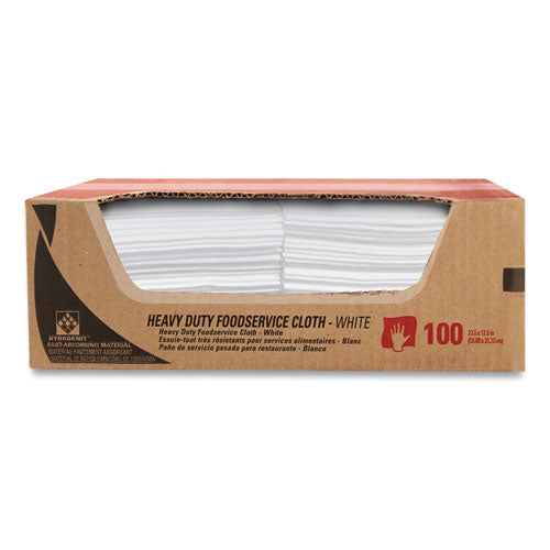 Heavy-Duty Foodservice Cloths, 12.5 x 23.5, White, 100/Carton