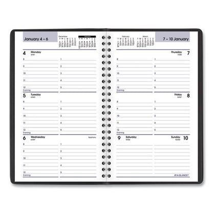 DayMinder Block Format Weekly Appointment Book, 8.5 x 5.5, Black Cover, 12-Month (Jan to Dec): 2024