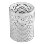 Urban Collection Punched Metal Pencil Cup, 3.5" Diameter x 4.5"h, White