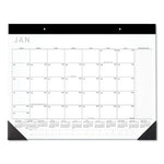 Contemporary Monthly Desk Pad, 22 x 17, White Sheets, Black Binding/Corners,12-Month (Jan to Dec): 2024
