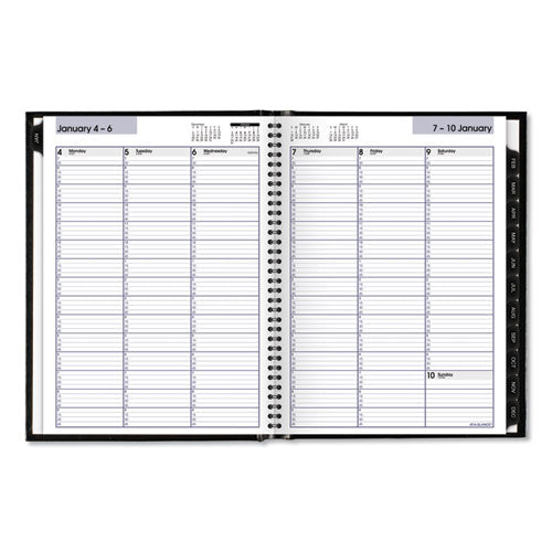 DayMinder Hardcover Weekly Vertical-Column Format Appointment Book, 11 x 8, Black Cover, 12-Month (Jan to Dec): 2024