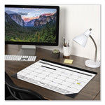 Monthly Refillable Desk Pad, 22 x 17, White Sheets, Black Binding, Black Corners, 12-Month (Jan to Dec): 2024