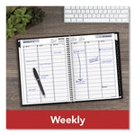 DayMinder Hardcover Weekly Vertical-Column Format Appointment Book, 11 x 8, Black Cover, 12-Month (Jan to Dec): 2024