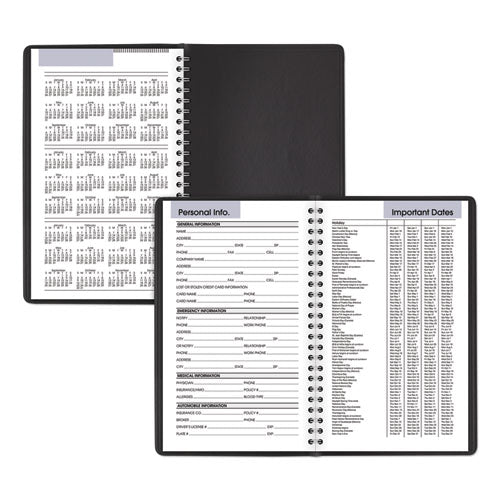 DayMinder Block Format Weekly Appointment Book, 8.5 x 5.5, Black Cover, 12-Month (Jan to Dec): 2024