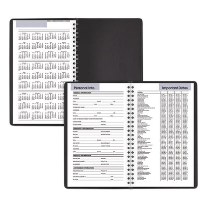 DayMinder Block Format Weekly Appointment Book, 8.5 x 5.5, Black Cover, 12-Month (Jan to Dec): 2024