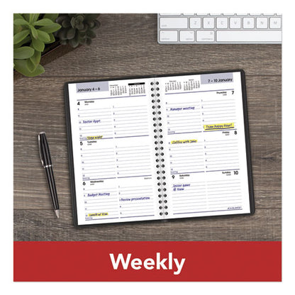 DayMinder Block Format Weekly Appointment Book, 8.5 x 5.5, Black Cover, 12-Month (Jan to Dec): 2024