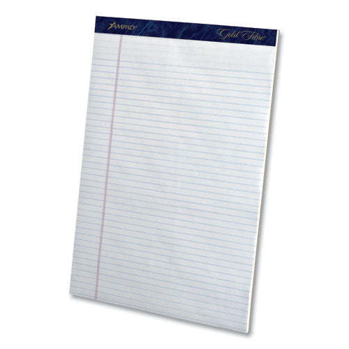 Gold Fibre Writing Pads, Narrow Rule, 50 White 8.5 x 11.75 Sheets, Dozen