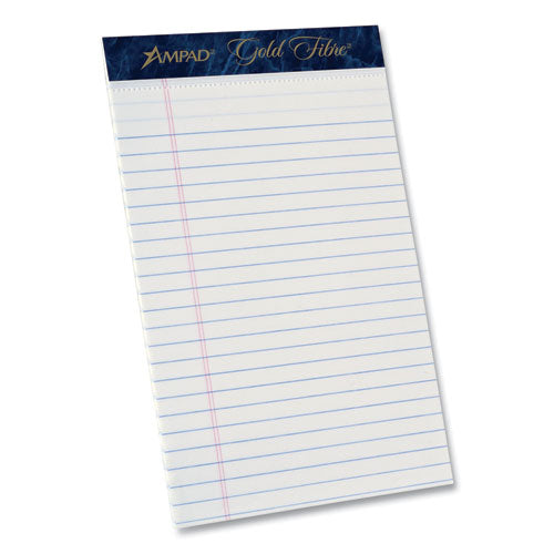 Gold Fibre Writing Pads, Medium/College Rule, 50 White 5 x 8 Sheets, Dozen