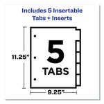 Big Tab Insertable One-Pocket Plastic Dividers, 5-Tab, 11.13 x 9.25, Assorted, 1 Set