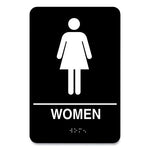 Indoor Restroom Door Sign, Men/Women, 5.9 x 9, Black/White, 2/Pack