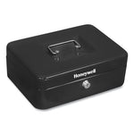 Cash Management Box, Removable Cash Tray, 7.9 x 6.5 x 3.5, Steel, Black