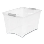 Stack and Pull Latching Flat Lid Storage Box, 13.5 gal, 22" x 16.5" x 13.03", Clear