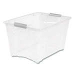 Stack and Pull Latching Flat Lid Storage Box, 13.5 gal, 22" x 16.5" x 13.03", Clear