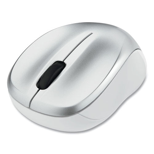 Silent Wireless Blue LED Mouse, 2.4 GHz Frequency/32.8 ft Wireless Range, Left/Right Hand Use, Silver