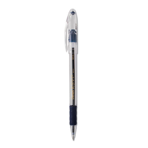 R.S.V.P. Ballpoint Pen, Stick, Medium 1 mm, Blue Ink, Clear/Blue Barrel, Dozen