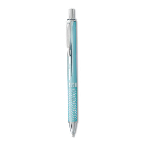 EnerGel Alloy RT Gel Pen, Retractable, Medium 0.7 mm, Black Ink, Aquamarine Barrel